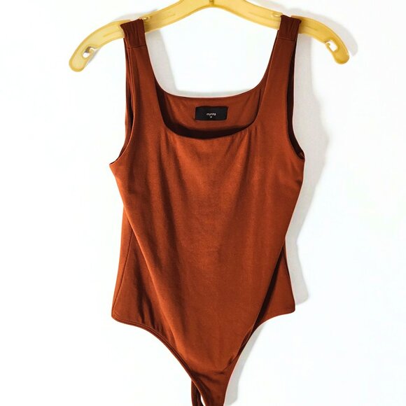 Rusty Chic Mynta Bodysuit, Sleek Square Neck One Piece, Sm Petite, Made in USA - Picture 1 of 8